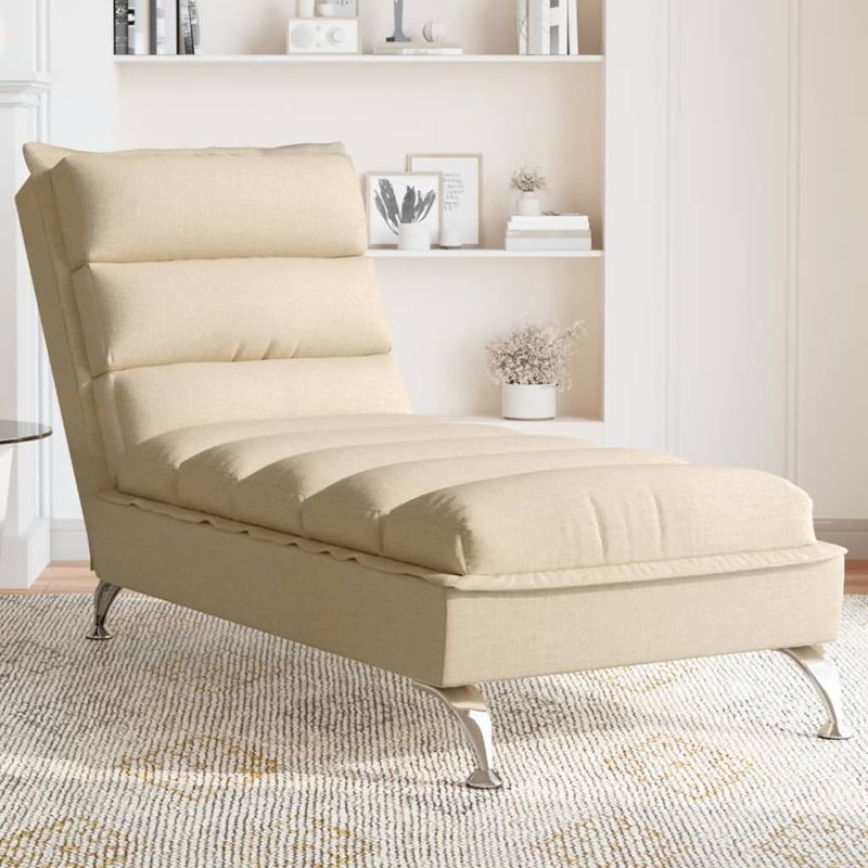 Casa si Gradina - Mobilier - Scaune si fotolii - Fotolii - Sezlong cu perne, crem, material textil - Infinity.ro