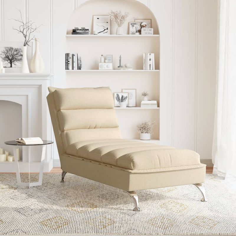 Casa si Gradina - Mobilier - Scaune si fotolii - Fotolii - Sezlong cu perne, crem, material textil - Infinity.ro
