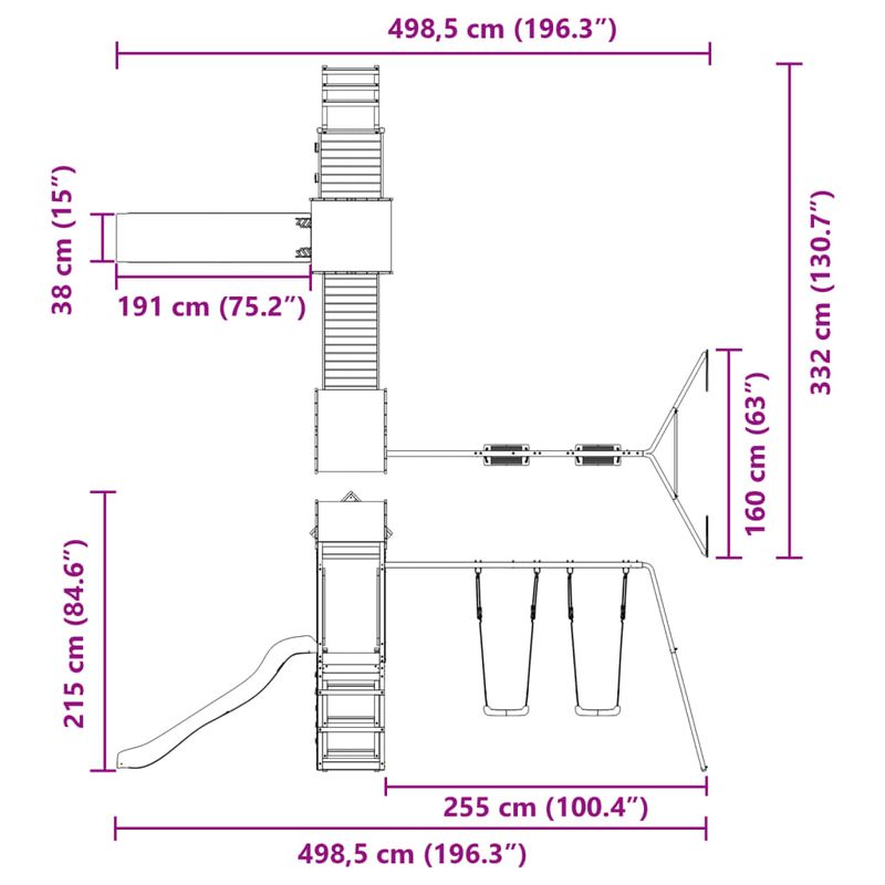 Jucarii, Copii si Bebe - Jucarii si jocuri - Jucarii de exterior - Spatii de joaca si accesorii - Set de joaca pentru exterior, lemn de pin impregnat - Infinity.ro