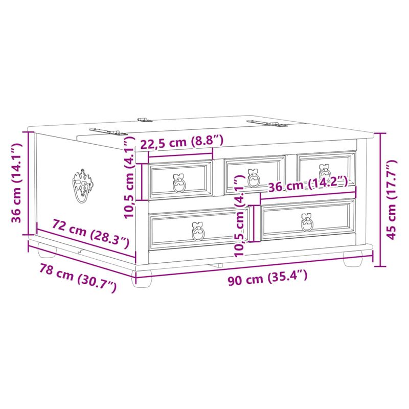 Casa si Gradina - Mobilier - Organizare si depozitare - Cutii depozitare - Cutie de depozitare „Corona”, 90x78x45 cm, lemn masiv de pin - Infinity.ro