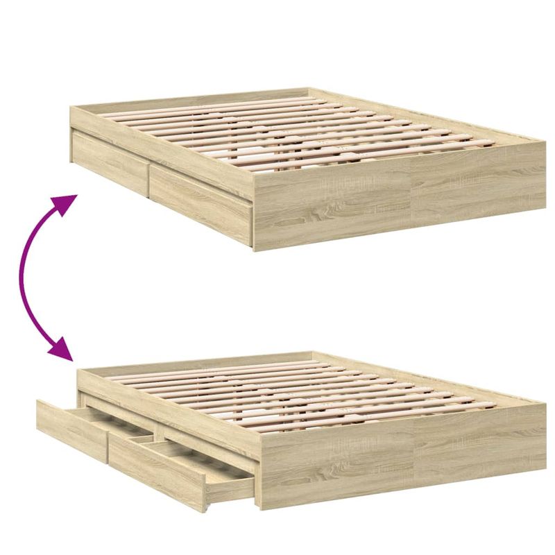Casa si Gradina - Mobilier - Paturi si accesorii - Paturi - Cadru de pat cu sertare stejar sonoma 140x190 cm lemn prelucrat - Infinity.ro