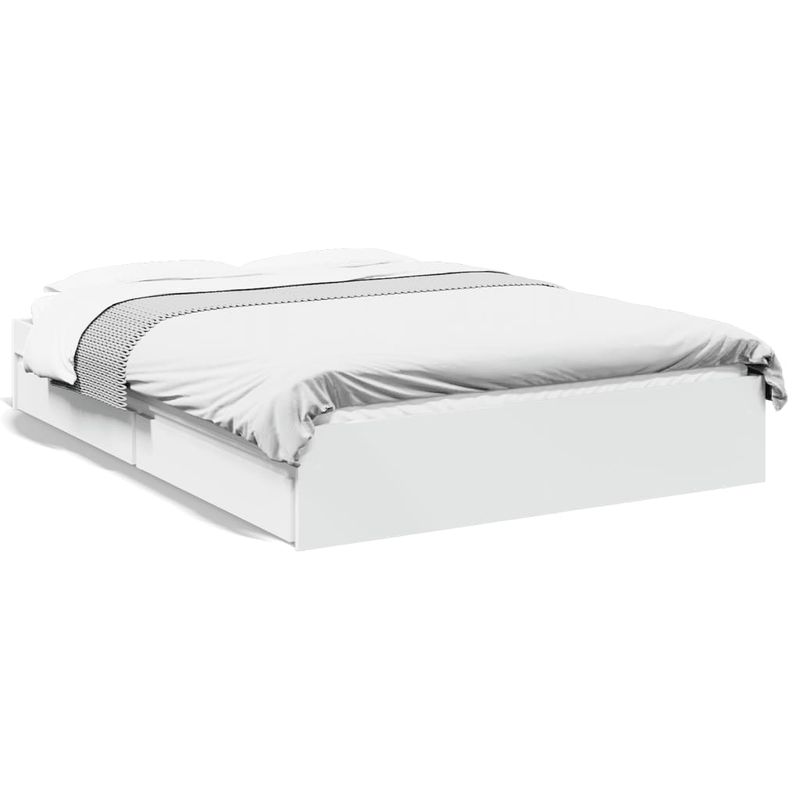 Casa si Gradina - Mobilier - Paturi si accesorii - Paturi - Cadru pat cu sertare alb extralucios 140x190 cm, lemn prelucrat - Infinity.ro