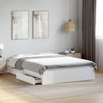 Casa si Gradina - Mobilier - Paturi si accesorii - Paturi - Cadru pat cu sertare alb extralucios 140x190 cm, lemn prelucrat - Infinity.ro