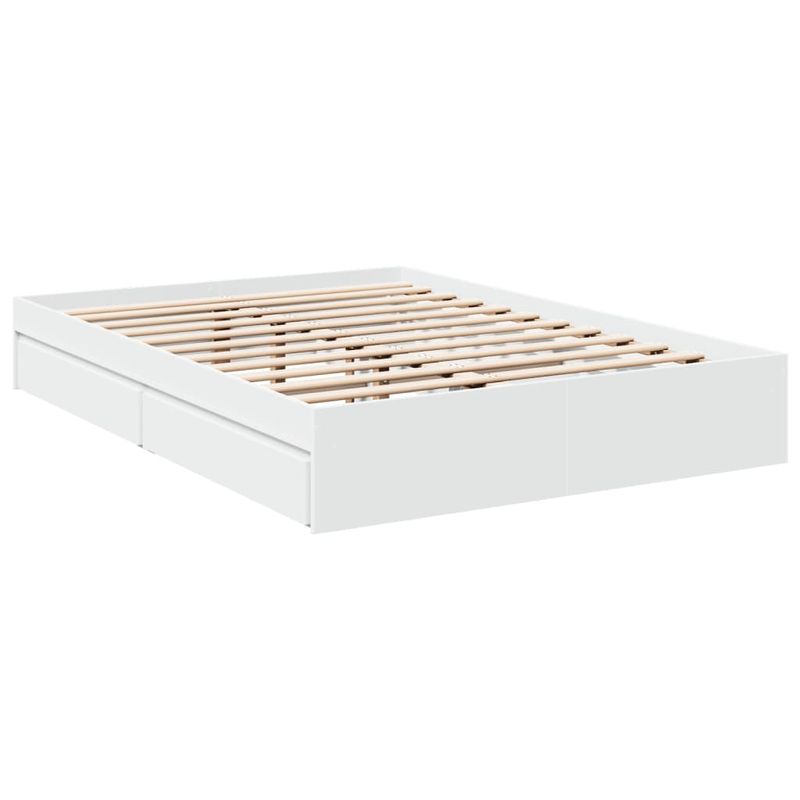 Casa si Gradina - Mobilier - Paturi si accesorii - Paturi - Cadru pat cu sertare alb extralucios 140x190 cm, lemn prelucrat - Infinity.ro