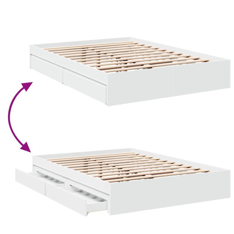 Casa si Gradina - Mobilier - Paturi si accesorii - Paturi - Cadru pat cu sertare alb extralucios 140x190 cm, lemn prelucrat - Infinity.ro