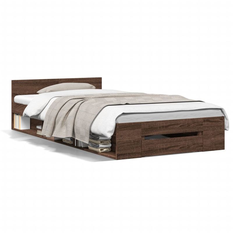 Casa si Gradina - Mobilier - Paturi si accesorii - Paturi - Cadru de pat cu sertar stejar maro 75x190 cm lemn prelucrat - Infinity.ro