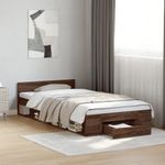 Casa si Gradina - Mobilier - Paturi si accesorii - Paturi - Cadru de pat cu sertar stejar maro 75x190 cm lemn prelucrat - Infinity.ro