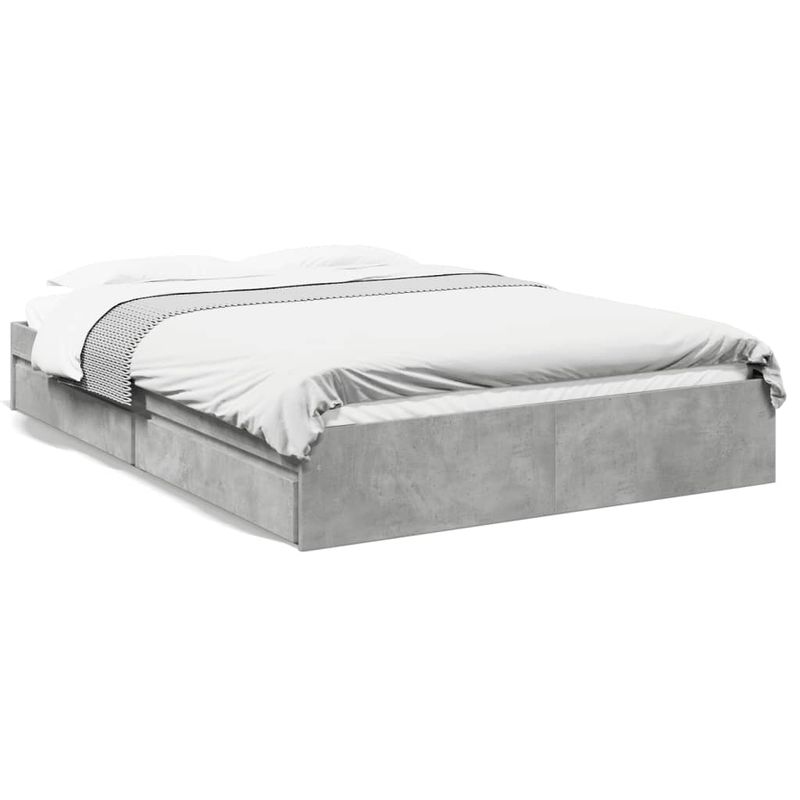 Casa si Gradina - Mobilier - Paturi si accesorii - Paturi - Cadru de pat cu sertare, gri beton, 150x200 cm, lemn prelucrat - Infinity.ro