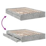 Casa si Gradina - Mobilier - Paturi si accesorii - Paturi - Cadru de pat cu sertare, gri beton, 150x200 cm, lemn prelucrat - Infinity.ro