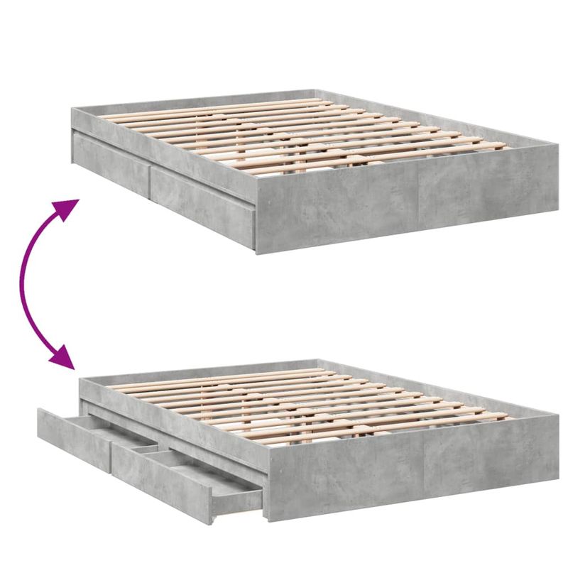 Casa si Gradina - Mobilier - Paturi si accesorii - Paturi - Cadru de pat cu sertare, gri beton, 150x200 cm, lemn prelucrat - Infinity.ro