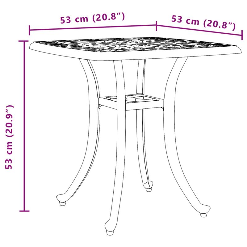 Casa si Gradina - Gradina si terasa - Mobilier exterior - Mese gradina - Masa de gradina, bronz, 53x53x53 cm, aluminiu turnat - Infinity.ro