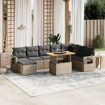 Casa si Gradina - Gradina si terasa - Mobilier exterior - Seturi mobila gradina - Set canapele de gradina, 9 piese, cu perne, gri, poliratan - Infinity.ro