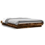 Casa si Gradina - Mobilier - Paturi si accesorii - Paturi - Cadru pat cu lumini LED stejar fumuriu 120x190cm lemn prelucrat - Infinity.ro
