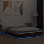 Casa si Gradina - Mobilier - Paturi si accesorii - Paturi - Cadru pat cu lumini LED stejar fumuriu 120x190cm lemn prelucrat - Infinity.ro