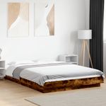 Casa si Gradina - Mobilier - Paturi si accesorii - Paturi - Cadru pat cu lumini LED stejar fumuriu 120x190cm lemn prelucrat - Infinity.ro