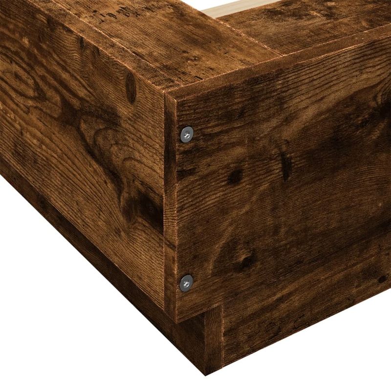 Casa si Gradina - Mobilier - Paturi si accesorii - Paturi - Cadru pat cu lumini LED stejar fumuriu 120x190cm lemn prelucrat - Infinity.ro