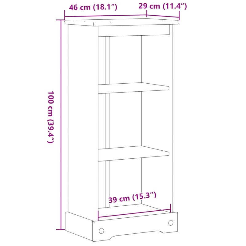Casa si Gradina - Mobilier - Biblioteci si rafturi - Biblioteci - Biblioteca „Corona”, 46x29x100 cm, lemn masiv de pin - Infinity.ro