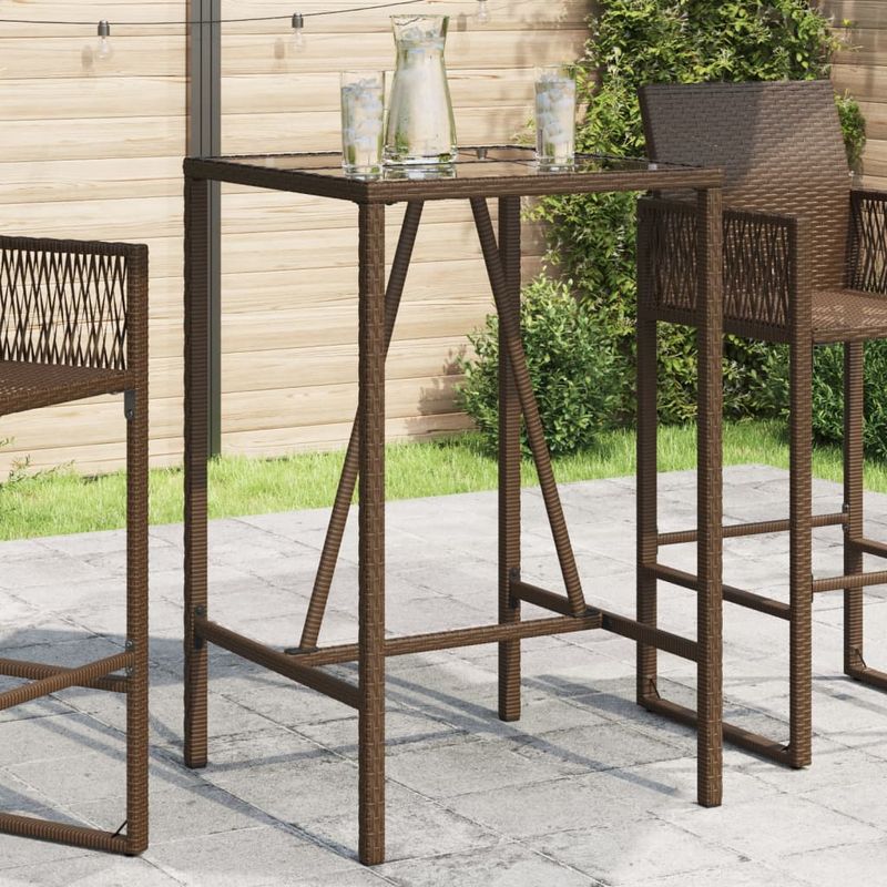 Casa si Gradina - Gradina si terasa - Mobilier exterior - Mese gradina - Masa de bar de exterior, maro, 70x70x110 cm, poliratan - Infinity.ro