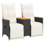 Casa si Gradina - Gradina si terasa - Mobilier exterior - Canapele si fotolii gradina - Canapea de gradina rabatabila 2 locuri cu masa negru poliratan, material lemn, model cu suport de picioare - Infinity.ro