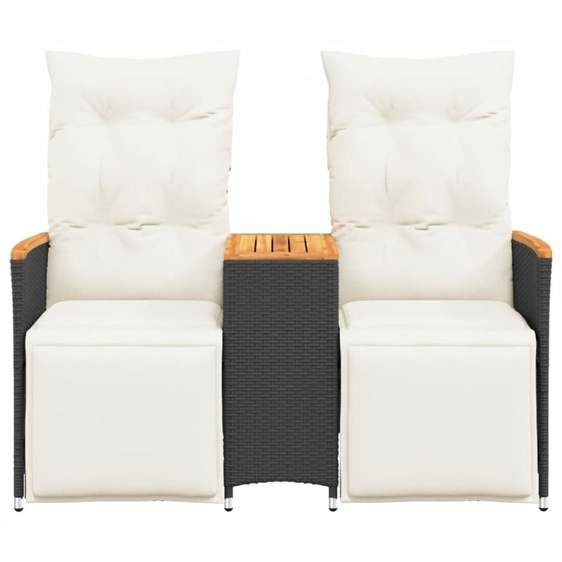 Casa si Gradina - Gradina si terasa - Mobilier exterior - Canapele si fotolii gradina - Canapea de gradina rabatabila 2 locuri cu masa negru poliratan, material lemn, model cu suport de picioare - Infinity.ro