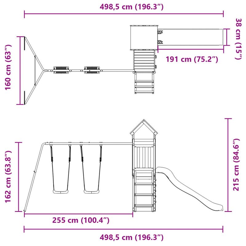 Jucarii, Copii si Bebe - Jucarii si jocuri - Jucarii de exterior - Spatii de joaca si accesorii - Set de joaca pentru exterior, lemn de pin impregnat - Infinity.ro