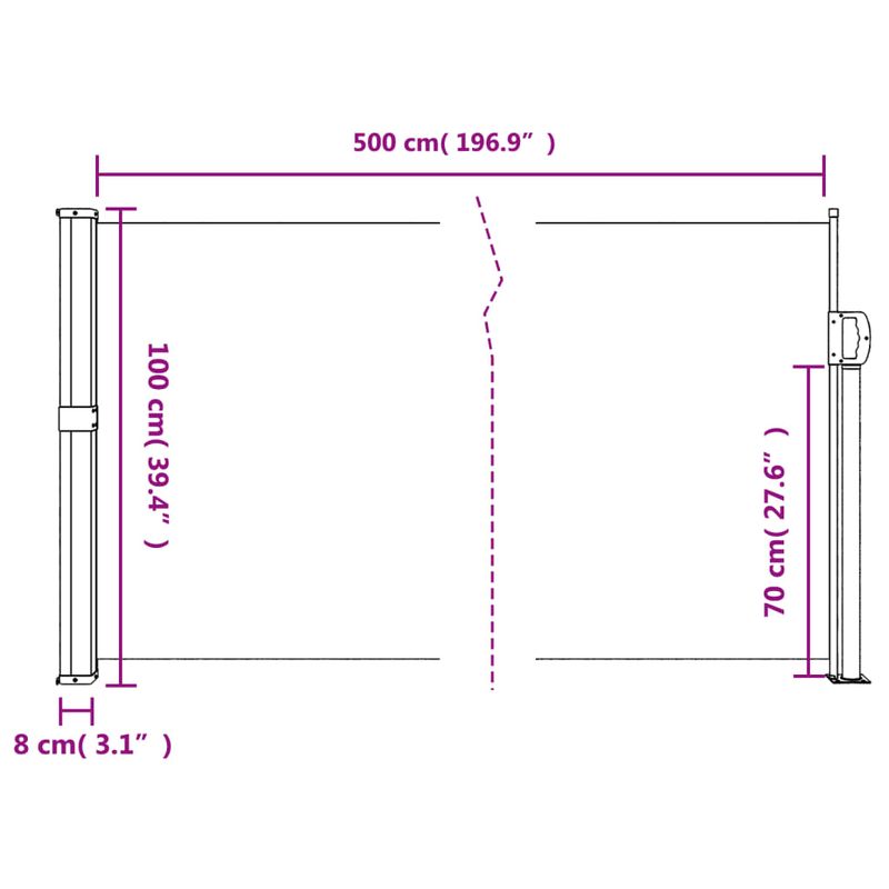 Casa si Gradina - Gradina si terasa - Umbrele si pavilioane - Umbrele - Copertina laterala retractabila, bej, 100x500 cm - Infinity.ro