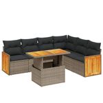 Casa si Gradina - Gradina si terasa - Mobilier exterior - Seturi mobila gradina - Set canapele de gradina, 7 piese, cu perne, gri, poliratan - Infinity.ro