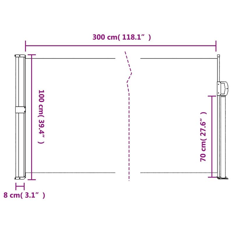 Casa si Gradina - Gradina si terasa - Umbrele si pavilioane - Umbrele - Copertina laterala retractabila, gri taupe, 100x300 cm - Infinity.ro