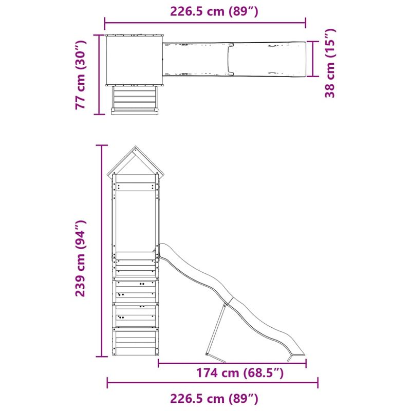 Jucarii, Copii si Bebe - Jucarii si jocuri - Jucarii de exterior - Spatii de joaca si accesorii - Set de joaca pentru exterior, lemn de pin impregnat - Infinity.ro
