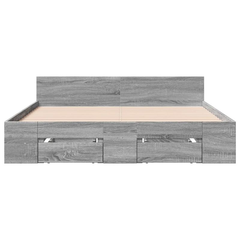 Casa si Gradina - Mobilier - Paturi si accesorii - Paturi - Cadru de pat cu sertare, gri sonoma, 135x190 cm, lemn prelucrat - Infinity.ro