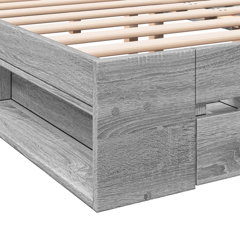 Casa si Gradina - Mobilier - Paturi si accesorii - Paturi - Cadru de pat cu sertare, gri sonoma, 135x190 cm, lemn prelucrat - Infinity.ro