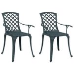 Casa si Gradina - Gradina si terasa - Mobilier exterior - Scaune si sezlonguri gradina - Scaune de gradina, 2 buc., verde, aluminiu turnat - Infinity.ro