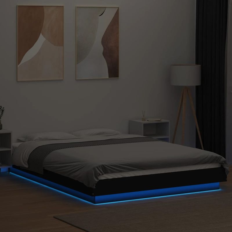 Casa si Gradina - Mobilier - Paturi si accesorii - Paturi - Cadru de pat cu lumini LED, negru, 120x200 cm, lemn prelucrat - Infinity.ro