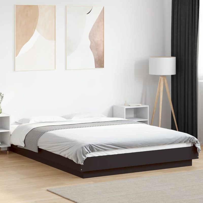 Casa si Gradina - Mobilier - Paturi si accesorii - Paturi - Cadru de pat cu lumini LED, negru, 120x200 cm, lemn prelucrat - Infinity.ro