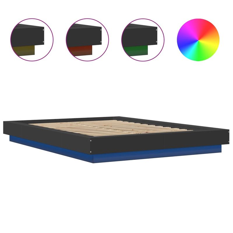 Casa si Gradina - Mobilier - Paturi si accesorii - Paturi - Cadru de pat cu lumini LED, negru, 120x200 cm, lemn prelucrat - Infinity.ro