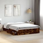 Casa si Gradina - Mobilier - Paturi si accesorii - Paturi - Cadru pat cu sertare stejar fumuriu 120x190 cm lemn prelucrat - Infinity.ro