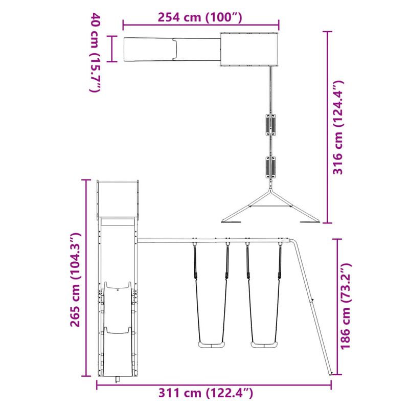 Jucarii, Copii si Bebe - Jucarii si jocuri - Jucarii de exterior - Spatii de joaca si accesorii - Set de joaca pentru exterior, lemn masiv de pin - Infinity.ro