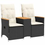 Casa si Gradina - Gradina si terasa - Mobilier exterior - Canapele si fotolii gradina - Canapea de gradina rabatabila 2 locuri cu masa negru poliratan, material lemn, model fără suport de picioare - Infinity.ro