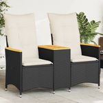 Casa si Gradina - Gradina si terasa - Mobilier exterior - Canapele si fotolii gradina - Canapea de gradina rabatabila 2 locuri cu masa negru poliratan, material lemn, model fără suport de picioare - Infinity.ro