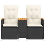 Casa si Gradina - Gradina si terasa - Mobilier exterior - Canapele si fotolii gradina - Canapea de gradina rabatabila 2 locuri cu masa negru poliratan, material lemn, model fără suport de picioare - Infinity.ro