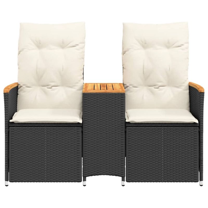 Casa si Gradina - Gradina si terasa - Mobilier exterior - Canapele si fotolii gradina - Canapea de gradina rabatabila 2 locuri cu masa negru poliratan, material lemn, model fără suport de picioare - Infinity.ro