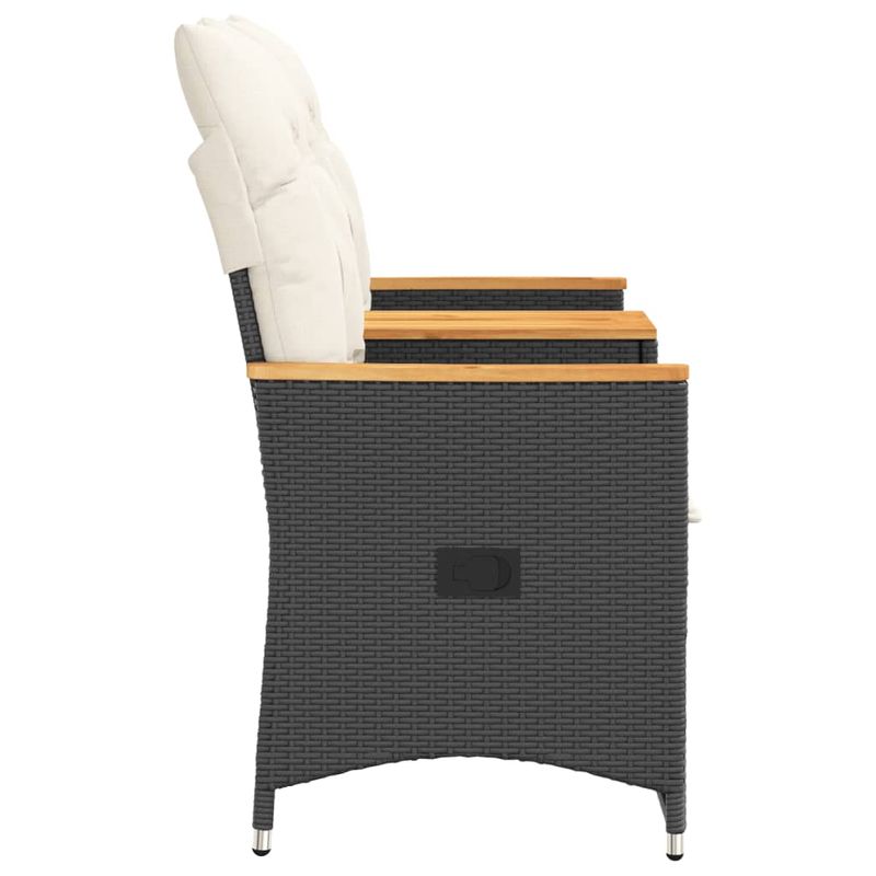 Casa si Gradina - Gradina si terasa - Mobilier exterior - Canapele si fotolii gradina - Canapea de gradina rabatabila 2 locuri cu masa negru poliratan, material lemn, model fără suport de picioare - Infinity.ro