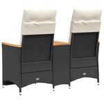 Casa si Gradina - Gradina si terasa - Mobilier exterior - Canapele si fotolii gradina - Canapea de gradina rabatabila 2 locuri cu masa negru poliratan, material lemn, model fără suport de picioare - Infinity.ro