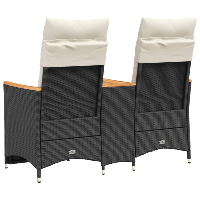 Casa si Gradina - Gradina si terasa - Mobilier exterior - Canapele si fotolii gradina - Canapea de gradina rabatabila 2 locuri cu masa negru poliratan, material lemn, model fără suport de picioare - Infinity.ro