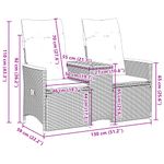 Casa si Gradina - Gradina si terasa - Mobilier exterior - Canapele si fotolii gradina - Canapea de gradina rabatabila 2 locuri cu masa negru poliratan, material lemn, model fără suport de picioare - Infinity.ro