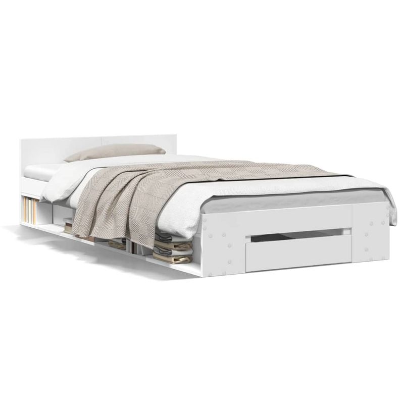 Casa si Gradina - Mobilier - Paturi si accesorii - Paturi - Cadru de pat cu sertar, alb, 90x190 cm, lemn prelucrat - Infinity.ro
