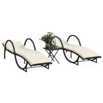 Casa si Gradina - Gradina si terasa - Mobilier exterior - Scaune si sezlonguri gradina - Sezlonguri de plaja cu masa, 2 buc., negru, poliratan - Infinity.ro