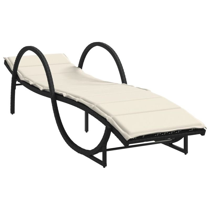 Casa si Gradina - Gradina si terasa - Mobilier exterior - Scaune si sezlonguri gradina - Sezlonguri de plaja cu masa, 2 buc., negru, poliratan - Infinity.ro