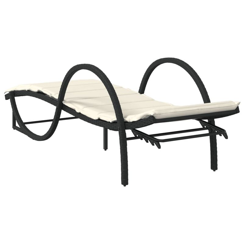 Casa si Gradina - Gradina si terasa - Mobilier exterior - Scaune si sezlonguri gradina - Sezlonguri de plaja cu masa, 2 buc., negru, poliratan - Infinity.ro