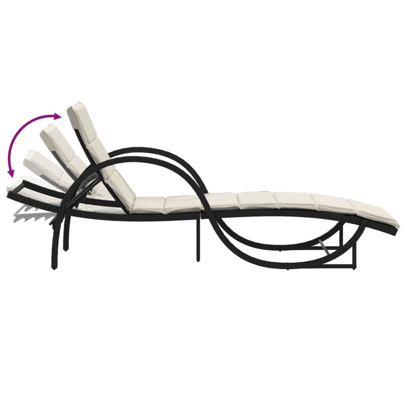 Casa si Gradina - Gradina si terasa - Mobilier exterior - Scaune si sezlonguri gradina - Sezlonguri de plaja cu masa, 2 buc., negru, poliratan - Infinity.ro